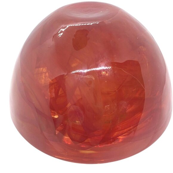 Kosta Boda Atoll Bowl Paperweight Anna Ehrner Red Swirl Art Glass Sweden - Picture 9 of 12